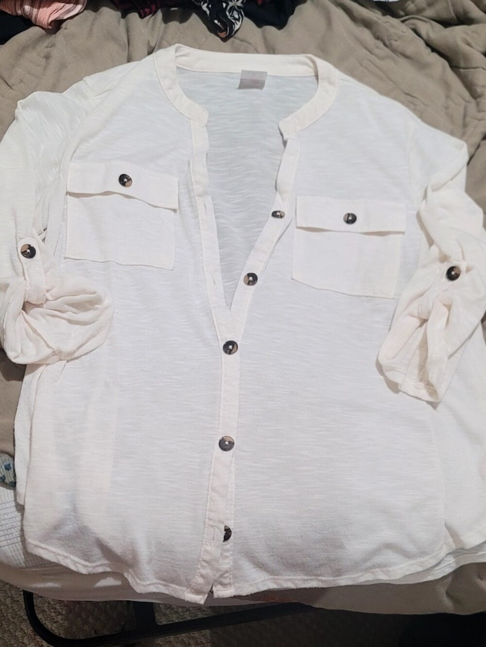 Cream Button-Down  Shirt